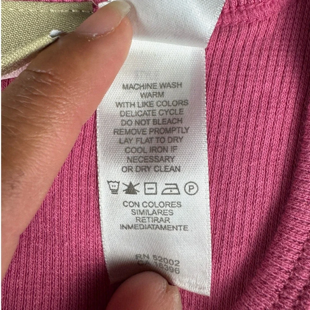 Vintage Y2K Liz Claiborne Lizwear Pink Rib Knit Long Sleeve Top Women Sm Stretch - Picture 7 of 10
